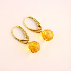 Lemon Drop Amber Earrings in 14k Gold Plated Sterling Silver